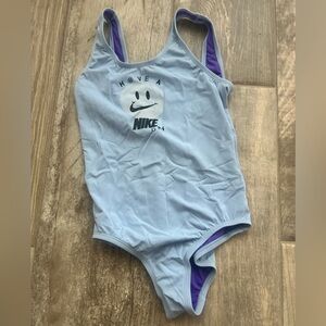 Nike Light Blue and Purple Swimsuit